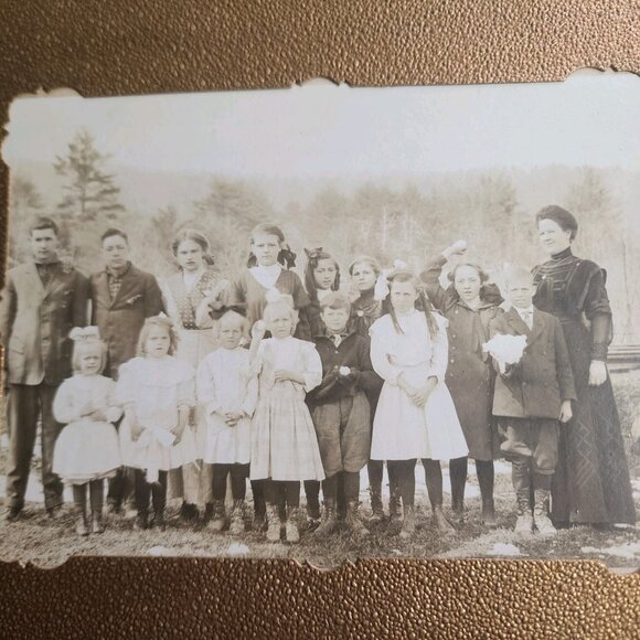 Vintage Black White Photo - Antique Group Portrait Poultney Vt Rood Photography - Picture 2 of 15